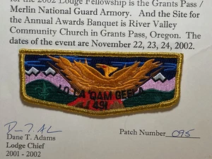 Lo La 'Qam Geela Lodge 491 Flap Crater Lake Council Central Point, OR (PK1037) - Picture 1 of 2