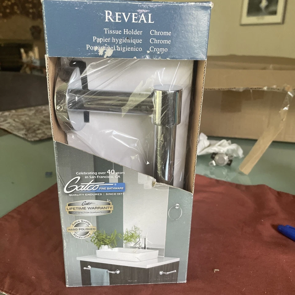 Soporte de papel higiénico de un solo poste cromado para montaje en pared Gatco Reveal Foto 1 de 1