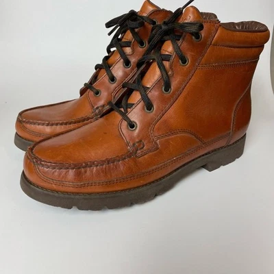 New Rockport Vibram 10M Womens Tan Leather Lace Up Ankle Boots, Y2K - Image 1 of 4