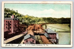 B. & O. Railroad Depot Fairmont West Virginia WV 1907 Postcard - Picture 1 of 2