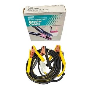 Vintage Sears Jumper Cables 12 Ft 8 Gauge Copper 28 7112 Booster Cables – New - Picture 1 of 5