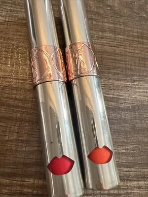 YSL Volupte Liquid Color Balm -#5 Watch Me Orange - Orange Blossom And #8 - Image 1 of 4