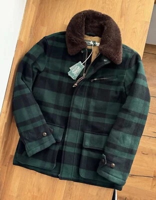 Polo Ralph Lauren Country Abrigo de Granero Búfalo Cuadros Verde Oveja RRL L Grande Foto 1 de 4