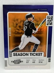 2021 Contenders OPTIC Season Ticket Trevor Story Orange #10/49 Colorado Rockies - Picture 1 of 12