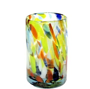 Blown Art Glass Tumbler 5.5" Mexico Confetti - Picture 1 of 5