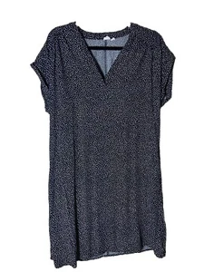 GAP Dress M V-Neck Black White Polka Dot Short Sleeve Lightweight Flowy Summer - Imagen 1 de 9