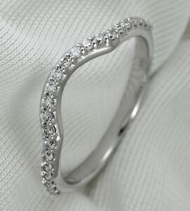 Diamond Wedding Band Ring 0.25Ct Round Cut 14K White Gold Curved Anniversary