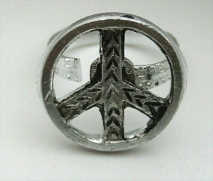 Peace Sign Hippie Toy Gum Vending Machine Prize Metal Ring 1960s NOS New - Picture 1 of 4