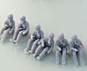 6 x Seated Resin 1/72 scale jet pilot figures. High Res Grey... Made in the UK