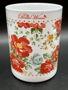 The Pioneer Woman Utensil Holder Crock Red & Yellow Florals Farmhouse Chic 6" - Picture 1 of 6