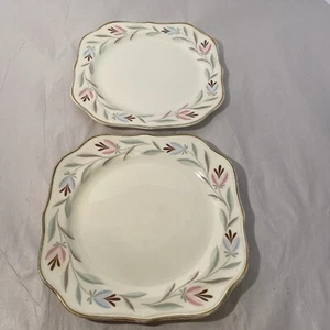 Homer Laughlin Nantucket Square Salad Plates 8" Eggshell Set of 2 - Picture 1 of 13