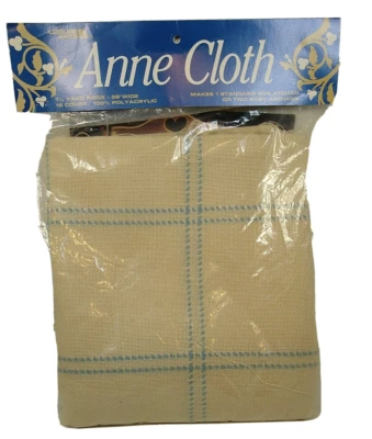 Anne Cloth 1 1/4 yard Blue Square on Beige New Leisure Arts - Image 1 of 4