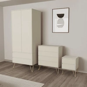 3 Piece Modern Bedroom Furniture Bedside Table Wardrobe Set Chest of Drawers - Picture 1 of 50
