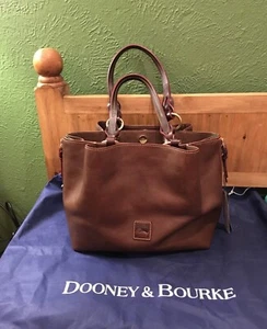 Dooney & Bourke Florentine Elephant Grey Leather Zip Barlow Sachel Bag Large - Picture 1 of 6