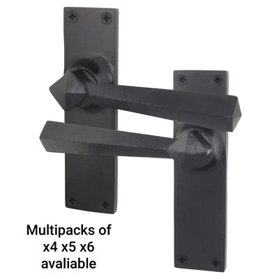 Black Iron Door Handle & Latch Set + Hinges Black Antique Tudor Latch Multipacks - Image 1 of 4