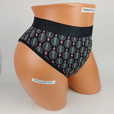 NWT Lane Bryant Cacique COTTON HIPSTER PANTY 18/20 BLACK PINK WHITE FEATHER  - Image 1 of 4