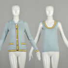 XS 2000s Y2K Escada Twin Set Silk Cashmere Knit Baby Blue Separates Cardigan