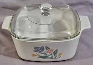 Vtg Corning Ware A-1 1/2-B Friendship Flowers 1.5l Qt. casserole with lid in EUC - Picture 1 of 5