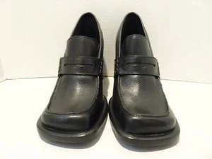 Steve Madden Marvel Penny Loafer 6B Black Leather Block Heel Chunky Y2K Square - Picture 1 of 9
