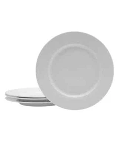 Fitz & Floyd Everyday White Beaded Rim Porcelain Dinner Plates 11 in Set of 4 - Picture 1 of 4