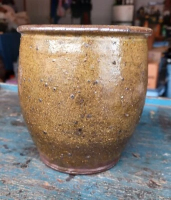 Antique Small Redware Crock with Green Glaze Pennsylvania  - Image 1 of 4