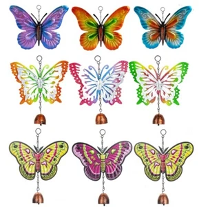 Set of 3 Metal Butterfly Garden Hanging Windchimes Ornament Metallic Butterflies - Picture 1 of 4