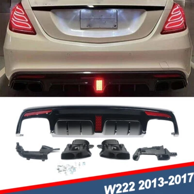 Gloss Black Rear Bumper Diffuser New For Mercedes Benz W222 S63 S65 2014-2017 US - Image 1 of 4