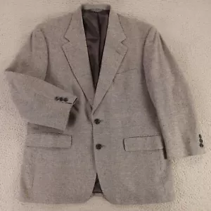 VTG Hopsack Jacket M Blue Gray 100% Silk Matka Blazer Sport Coat 40S - Picture 1 of 17