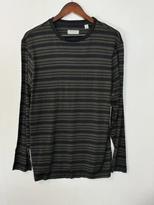 #900 Daniel Buchler Silk Blend  Crew Neck Long Sleeve  Shirt Size M olive-black - Picture 1 of 4