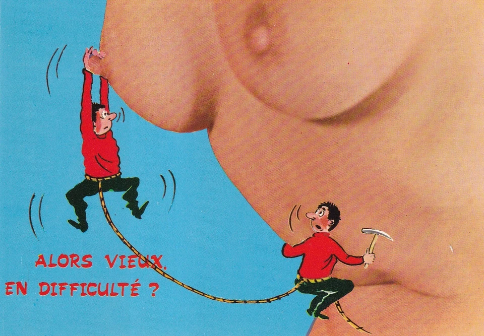 Carte postale postcard 10x15c HUMORISTIQUE HUMOUR FEMME SEXY SEX seins difficile - Photo 1/1
