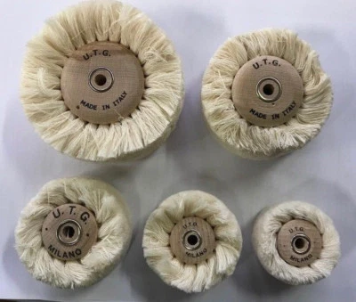 SPAZZOLE CIRCOLARI COTONE UTG MILANO LUCIDATURA  ORO ARGENTO mm.50-60-70-80-100  - Immagine 1 di 3