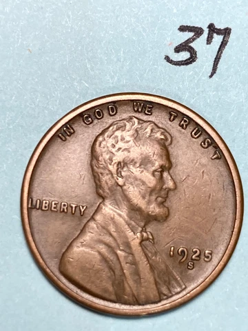 1925-S LINCOLN WHEAT CENT, "XF" very nice condition, #37 Cover