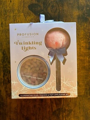 PROFUSION COSMETICS TWINKLING LIGHTS Pearl POWDER & PUFF Applicator SET New - Image 1 of 2