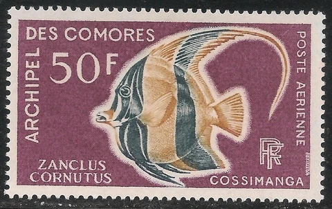 Comoro Islands #C23 (A19) VF MINT VLH - 1968 50fr Moorish Idol Fish Cover