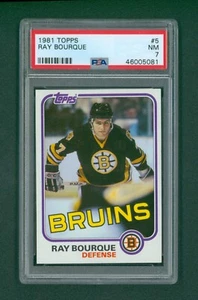 1981 Topps Hockey Card - #5 Ray Bourque, PSA 7 NM - Picture 1 of 2