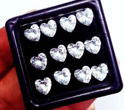 6x6 MM White Sapphire Heart Shape 12 Pcs Lot  Loose Gemstone P205 - Image 1 of 4