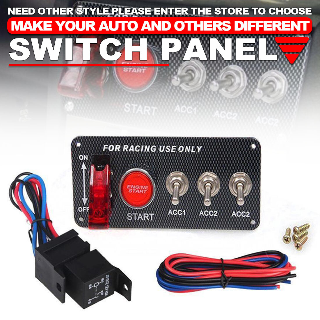 Refit 12V LED Toggle Ignition Switch Panel Engine Start Push Button Racing  Kits | eBay