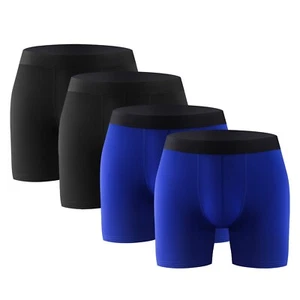 4PK Performance Mens Boxer Briefs Polyester Underwear Size Small M Large XL XXL - Picture 1 of 12