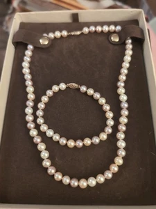 Vintage Andrews Jewelers Cultured Preal Necklace And Bracelet Set - Picture 1 of 7