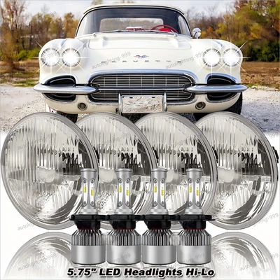Faros LED haz alto/bajo 4 piezas para Chevy Corvette 62-82 DOT 5,75" 5-3/4 pulgadas Foto 1 de 4
