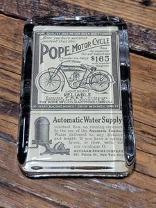 Antique Advertising Pope Mfg Motorcycle Glass Paperweight Aquaram Hartford CT - Picture 1 of 8