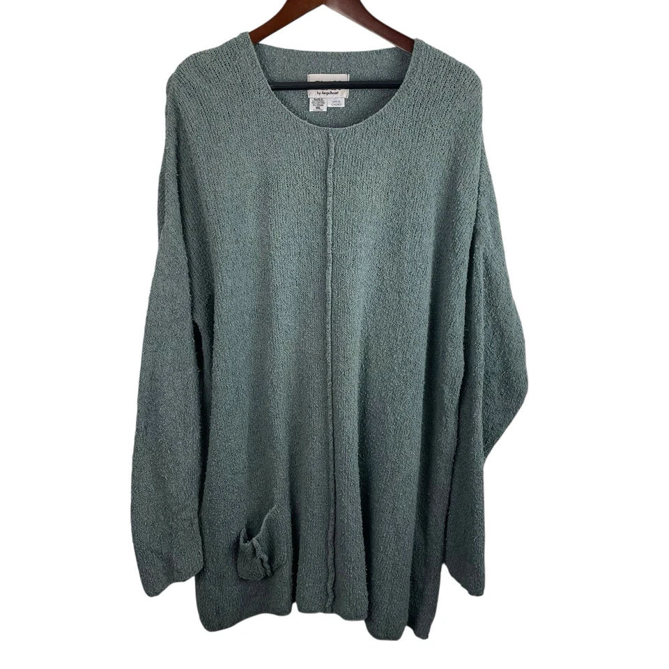 Suéter túnica de gran tamaño texturizado verde talla M/L marca lino Lagenlook  Foto 1 de 4