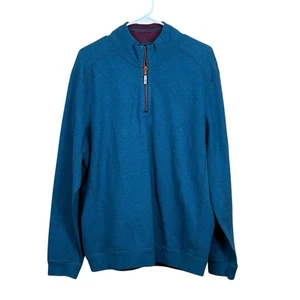 TOMMY BAHAMA Flip Side Twill Half Zip Reversible Pullover Sz M  NEW - Picture 1 of 10