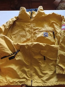 VTG Burton Biolight Delfy Yellow Snowboard Lightweight Zip Jacket Sz Large strip - Picture 1 of 22