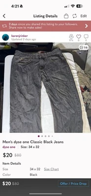 Jeans preto clássico masculino Dyse One 34x32 - Imagem 1 de 4
