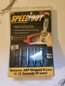 Speedout Damaged Screw Head Extractor 4 Pc. Set w/Case Screw & Bolt Removal BNIP - Picture 1 of 3