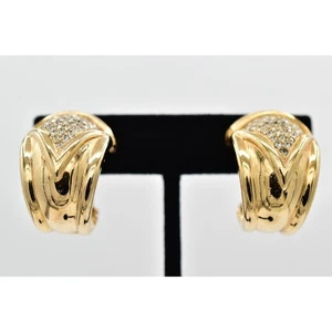 Christian Dior Vintage Clip On Earrings Rhinestone Crystal Heavy Signed BinBK - Picture 1 of 16