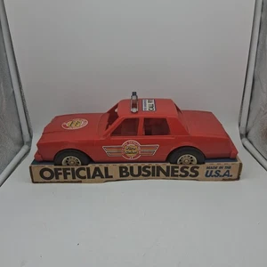 Tim Mee Capo Vigili del Fuoco Auto 15" L Vintage NOS Anni 80 Rosso Plastica USA Giocattolo Bambini - Foto 1 di 17