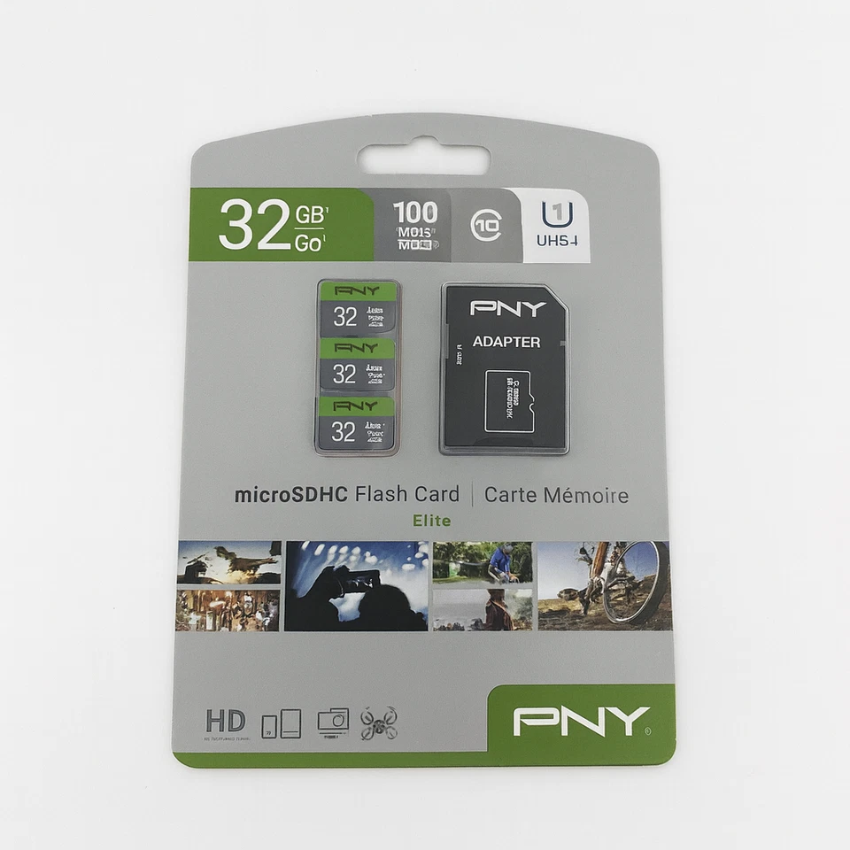 PNY 32GB Elite microSDHC Memory Card – Class 10 U1 100 MB/s – 3‑Pack - Image 1 of 4