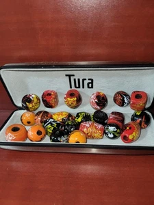 22 Black and Orange / White Misc Mosaic Glass Beads - Picture 1 of 4